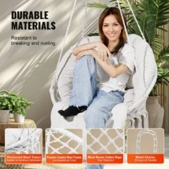 Hanging Hammock Swing Chair 330 Lbs. Capacity, Hammock Bed Macrame Hanging Chair With Cushion And Mounting Hardware -Vevor vevor camping hammocks xgsdysyqyxkzhtr7jv0 4f 1000