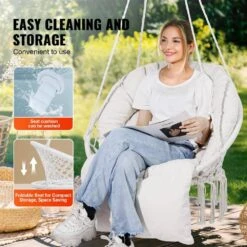 Hanging Hammock Swing Chair 330 Lbs. Capacity, Hammock Bed Macrame Hanging Chair With Cushion And Mounting Hardware -Vevor vevor camping hammocks xgsdysyqyxkzhtr7jv0 fa 1000