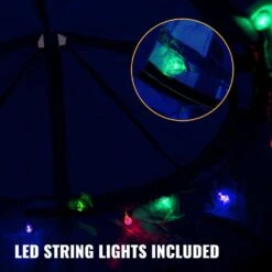 Hanging Tree Tent Max. 440 Lb. Capacity Tree Tent Swing With LED Rainbow Lights 43.4 X 46 In. Ceiling Hammock Tent, Blue -Vevor vevor camping hammocks zpetqqblue0000001v0 1f 1000