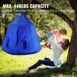 Hanging Tree Tent Max. 440 Lb. Capacity Tree Tent Swing With LED Rainbow Lights 43.4 X 46 In. Ceiling Hammock Tent, Blue -Vevor vevor camping hammocks zpetqqblue0000001v0 44 1000