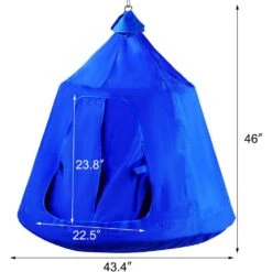 Hanging Tree Tent Max. 440 Lb. Capacity Tree Tent Swing With LED Rainbow Lights 43.4 X 46 In. Ceiling Hammock Tent, Blue -Vevor vevor camping hammocks zpetqqblue0000001v0 76 1000