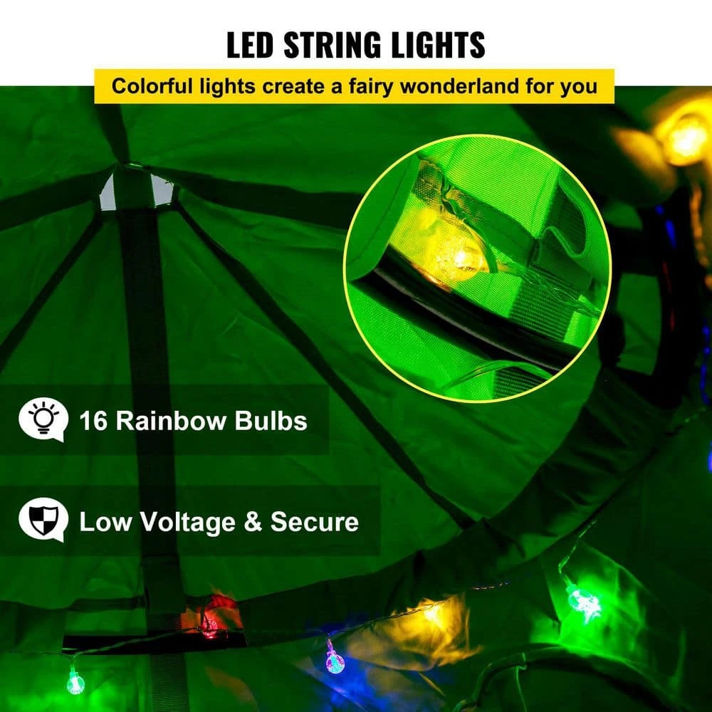 Hanging Tree Tent Max. 440 Lb. Capacity Tree Tent Swing With LED Rainbow Lights Ceiling Hammock Tent, Green 6 Hanging Tree Tent Max. 440 Lb. Capacity Tree Tent Swing With LED Rainbow Lights Ceiling Hammock Tent, Green - Image 4