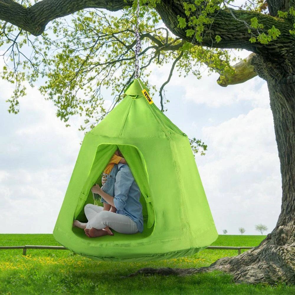 Hanging Tree Tent Max. 440 Lb. Capacity Tree Tent Swing With LED Rainbow Lights Ceiling Hammock Tent, Green 10 Hanging Tree Tent Max. 440 Lb. Capacity Tree Tent Swing With LED Rainbow Lights Ceiling Hammock Tent, Green - Image 8