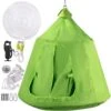 Hanging Tree Tent Max. 440 Lb. Capacity Tree Tent Swing With LED Rainbow Lights Ceiling Hammock Tent, Green -Vevor vevor camping hammocks zpetqqgreen000001v0 64 1000