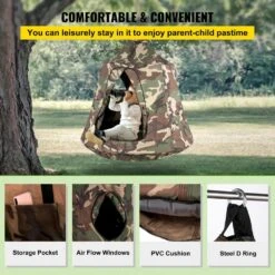 Hanging Tree Tent Max. 440 Lb. Capacity Tree Tent Swing With LED Rainbow Lights Ceiling Hammock Tent, Camouflage -Vevor vevor camping hammocks zpetqqmc000000001v0 44 1000