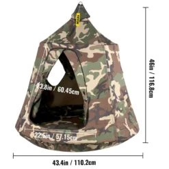 Hanging Tree Tent Max. 440 Lb. Capacity Tree Tent Swing With LED Rainbow Lights Ceiling Hammock Tent, Camouflage -Vevor vevor camping hammocks zpetqqmc000000001v0 76 1000