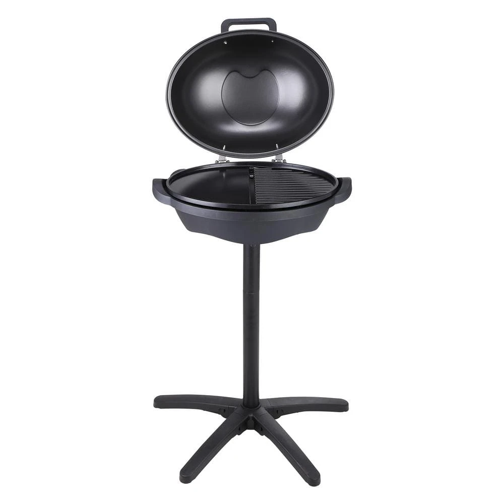 Indoor/Outdoor Electric Grill 200 Sq. In. Electric BBQGrill 2 Zone Gril Surface Removable Stand Electric Grills In Black 3 Indoor/Outdoor Electric Grill 200 Sq. In. Electric BBQGrill 2 Zone Gril Surface Removable Stand Electric Grills In Black