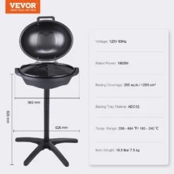 Indoor/Outdoor Electric Grill 200 Sq. In. Electric BBQGrill 2 Zone Gril Surface Removable Stand Electric Grills In Black 16 Indoor/Outdoor Electric Grill 200 Sq. In. Electric BBQGrill 2 Zone Gril Surface Removable Stand Electric Grills In Black -Vevor vevor electric grills hwlsdkjhwl200v1nlv1 76 1000