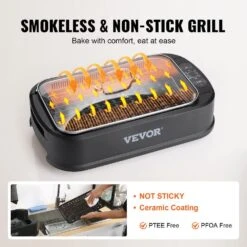 Smokeless Electric Grills 110 Sq. In. Electric BBQ Grill With Non-Stick Surface Dishwasher-Safe Indoor Grill,Black 14 Smokeless Electric Grills 110 Sq. In. Electric BBQ Grill With Non-Stick Surface Dishwasher-Safe Indoor Grill,Black -Vevor vevor electric grills snwydkjsnw110mvidv1 44 1000