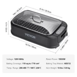 Smokeless Electric Grills 110 Sq. In. Electric BBQ Grill With Non-Stick Surface Dishwasher-Safe Indoor Grill,Black 16 Smokeless Electric Grills 110 Sq. In. Electric BBQ Grill With Non-Stick Surface Dishwasher-Safe Indoor Grill,Black -Vevor vevor electric grills snwydkjsnw110mvidv1 76 1000