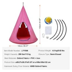 Kids Nest Large Swing Chair Hanging Hammock Chair With Adjustable Rope Hammock Swing Bed For Kids Indoor Outdoor Use -Vevor vevor fabric hammocks dczpfsbfb0009pooiv0 76 1000