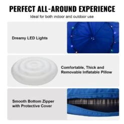 Hanging Tree Tent 330 LBS Capacity Large Hanging Bed Swing Indoor Outdoor Hammock Sensory Swing Chair W/LED Lights -Vevor vevor fabric hammocks dczplsqfb0007c34av9 fa 1000