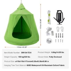 Hanging Tree Tent 330 Lbs. Capacity Hanging Tent Hammock Swing W/ LED Lights String Hammock Bed -Vevor vevor fabric hammocks dczplsqfb000wza6qv9 76 1000