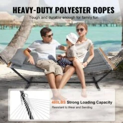 2-Person Hammock With Stand Included Heavy Duty 480lb Capacity Double Hammock With 12 FT Steel Stand -Vevor vevor fabric hammocks hfdchscstxyzg0k4nv0 4f 1000
