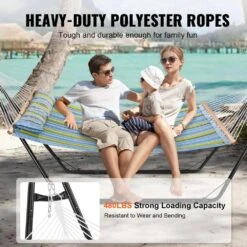 2-Person Hammock With Stand Included Heavy Duty 480 Lbs. Capacity Double Hammock -Vevor vevor fabric hammocks hfdclsxtwaxy48472v0 4f 1000