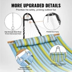 2-Person Hammock With Stand Included Heavy Duty 480 Lbs. Capacity Double Hammock -Vevor vevor fabric hammocks hfdclsxtwaxy48472v0 fa 1000