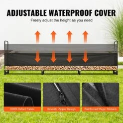 12.7 Ft. Outdoor Firewood Rack With Cover 152 In. X 14.2 In. X 46.1 In. Heavy Duty Firewood Holder Waterproof Cover -Vevor vevor firewood racks dcjpsygnjb152fgmbv0 1f 1000