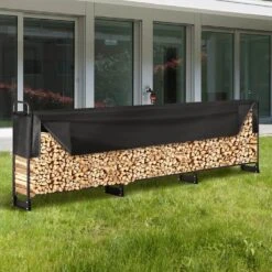 12.7 Ft. Outdoor Firewood Rack With Cover 152 In. X 14.2 In. X 46.1 In. Heavy Duty Firewood Holder Waterproof Cover -Vevor vevor firewood racks dcjpsygnjb152fgmbv0 31 1000