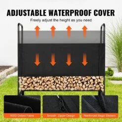 4.3 Ft. Outdoor Firewood Rack With Cover 52 In. X 14.2 In. X 46.1 In. Heavy-Duty Firewood Holder Waterproof Cover -Vevor vevor firewood racks dcjpsygnjb52xg4qjv0 1f 1000