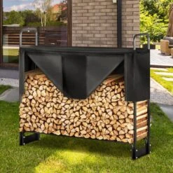 4.3 Ft. Outdoor Firewood Rack With Cover 52 In. X 14.2 In. X 46.1 In. Heavy-Duty Firewood Holder Waterproof Cover -Vevor vevor firewood racks dcjpsygnjb52xg4qjv0 31 1000
