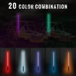 2PC 5 Ft. LED Whip Lights RGB Color Lighted Whips For UTV ATV 23 Modes Weatherproof Off-Road Whip RF Wireless Remote -Vevor vevor flagpoles qgdtpp5x2d0000001v0 1f 1000