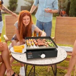 Portable Flat Top Griddle 16.9 In. Heavy-Duty Gas Griddle 1-Burner Countertop Propane Grill With Non-Stick Cooking Plate -Vevor vevor flat top grills zmxrqbl16yc2oykadv0 31 1000