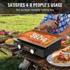 Flat Top Griddle 22.4 In. Heavy-Duty Gas Griddle 2-Burner Countertop Gas Grill With Non-Stick Cooking Plate -Vevor vevor flat top grills zmxrqbl22yc3lh5ndv0 44 1000