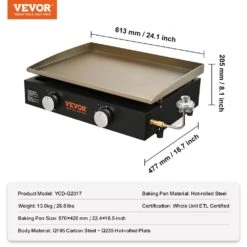 Flat Top Griddle 22.4 In. Heavy-Duty Gas Griddle 2-Burner Countertop Gas Grill With Non-Stick Cooking Plate -Vevor vevor flat top grills zmxrqbl22yc3lh5ndv0 76 1000