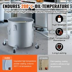 Fryer Grease Bucket 10 Gal Oil Disposal Caddy With Caster Base Carbon Steel Oil Transport Container, Gray -Vevor vevor fryer accessories djlzgyzttg10ngag5v0 4f 1000
