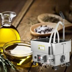 Fryer Filter Machine 5.8 Gal. Thermostatic Control Stainless Steel Deep Fryer Oil Filter For Restaurants, Silver -Vevor vevor fryer accessories lf5 jydjzyglq0001v1 31 1000