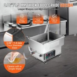 Fryer Filter Machine 5.8 Gal. Thermostatic Control Stainless Steel Deep Fryer Oil Filter For Restaurants, Silver -Vevor vevor fryer accessories lf5 jydjzyglq0001v1 44 1000