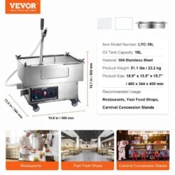 Fryer Filter Machine 5.8 Gal. Thermostatic Control Stainless Steel Deep Fryer Oil Filter For Restaurants, Silver -Vevor vevor fryer accessories lf5 jydjzyglq0001v1 76 1000