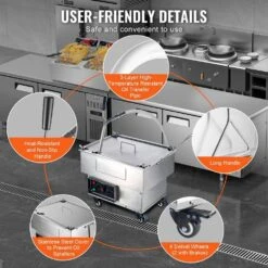 Fryer Filter Machine 5.8 Gal. Thermostatic Control Stainless Steel Deep Fryer Oil Filter For Restaurants, Silver -Vevor vevor fryer accessories lf5 jydjzyglq0001v1 fa 1000