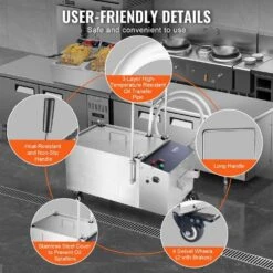 300 Watt Mobile Fryer Filter 80 Lbs. Capacity Oil Filtration System 10.6 Gal. Fryer Filter Frying Oil Filtering System -Vevor vevor fryer accessories lf5 jyf1jzyglqjg1v1 fa 1000