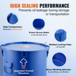 Fryer Grease Bucket 10 Gal Oil Disposal Caddy Carbon Steel Fryer Oil Bucket Oil Transport Container, Blue -Vevor vevor fryer accessories whlyzttg10jlfhkx1v0 1f 1000