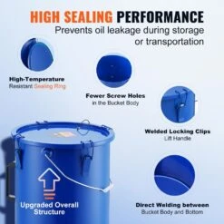 Fryer Grease Bucket 6 Gal Oil Disposal Caddy Carbon Steel Fryer Oil Bucket Oil Transport Container, Blue -Vevor vevor fryer accessories whlyzttg6jlp203xgv0 1f 1000