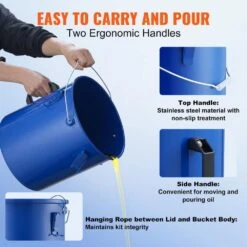 Fryer Grease Bucket 6 Gal Oil Disposal Caddy Carbon Steel Fryer Oil Bucket Oil Transport Container, Blue -Vevor vevor fryer accessories whlyzttg6jlp203xgv0 44 1000