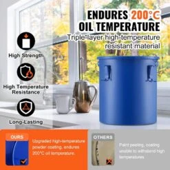 Fryer Grease Bucket 6 Gal Oil Disposal Caddy Carbon Steel Fryer Oil Bucket Oil Transport Container, Blue -Vevor vevor fryer accessories whlyzttg6jlp203xgv0 4f 1000