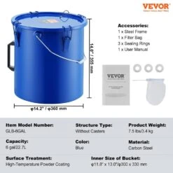 Fryer Grease Bucket 6 Gal Oil Disposal Caddy Carbon Steel Fryer Oil Bucket Oil Transport Container, Blue -Vevor vevor fryer accessories whlyzttg6jlp203xgv0 76 1000