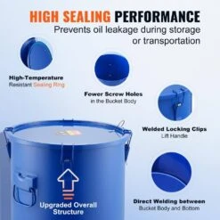 Fryer Grease Bucket 8 Gal Oil Disposal Caddy Carbon Steel Fryer Oil Bucket Oil Transport Container, Blue -Vevor vevor fryer accessories whlyzttg8jlput9adv0 1f 1000