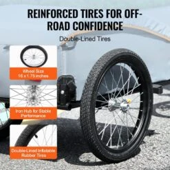 Bike Cargo Trailer 100 Lbs. 3.27 Cu. Ft. Metal Garden Cart W/Hitch, Waterproof Cover For 22-28 In. Bike Wheel -Vevor vevor garden carts cgkhzhjg100bmfbkov0 1f 1000