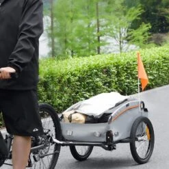 Bike Cargo Trailer 100 Lbs. 3.27 Cu. Ft. Metal Garden Cart W/Hitch, Waterproof Cover For 22-28 In. Bike Wheel -Vevor vevor garden carts cgkhzhjg100bmfbkov0 31 1000