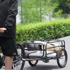 Bike Cargo Trailer 160 Lbs. Carbon Steel 3.89 Cu. Ft. Metal Garden Cart With 16 In. Wheels For 22-28 In. Bike Wheel -Vevor vevor garden carts cgkhzhjg200b5hwmpv0 31 1000