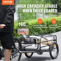 Bike Cargo Trailer 160 Lbs. Carbon Steel 3.89 Cu. Ft. Metal Garden Cart With 16 In. Wheels For 22-28 In. Bike Wheel -Vevor vevor garden carts cgkhzhjg200b5hwmpv0 c3 1000