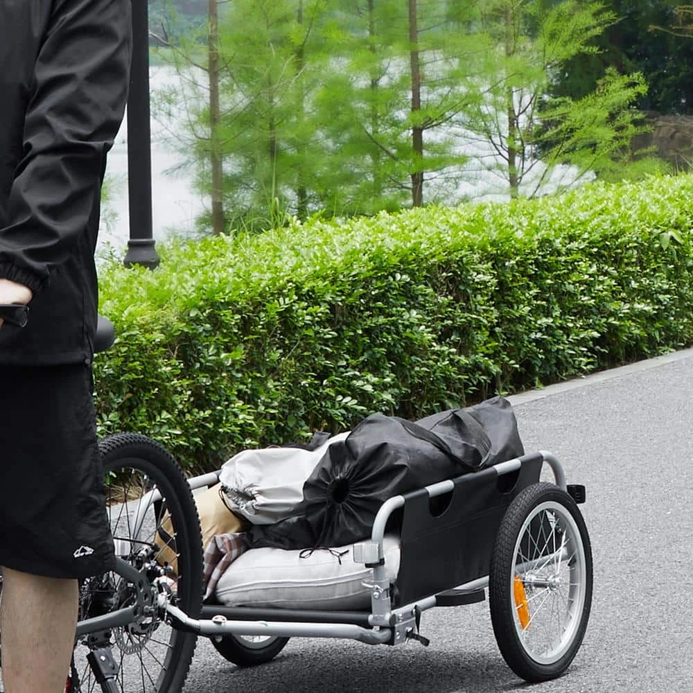 Bike Cargo Trailer 100 Lbs. 3.06 Cu. Ft. Metal Garden Cart With 16 In. Wheels Fits 22 In. - 28 In. Bike Wheels 10 Bike Cargo Trailer 100 Lbs. 3.06 Cu. Ft. Metal Garden Cart With 16 In. Wheels Fits 22 In. - 28 In. Bike Wheels - Image 8