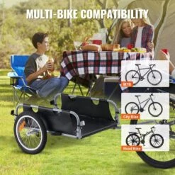 Bike Cargo Trailer 100 Lbs. 3.06 Cu. Ft. Metal Garden Cart With 16 In. Wheels Fits 22 In. - 28 In. Bike Wheels 15 Bike Cargo Trailer 100 Lbs. 3.06 Cu. Ft. Metal Garden Cart With 16 In. Wheels Fits 22 In. - 28 In. Bike Wheels -Vevor vevor garden carts cgkhzlhj100bhmdbav0 fa 1000