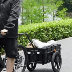 Bike Cargo Trailer 88 Lbs. Load Capacity 2.44 Cu. Ft. Metal Garden Cart W/Hitch 16 In. Wheel For 24 -28 In Wheel -Vevor vevor garden carts cgkzghjg100bkktqkv0 31 1000