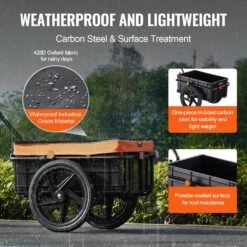 Bike Cargo Trailer 88 Lbs. Load Capacity 2.44 Cu. Ft. Metal Garden Cart W/Hitch 16 In. Wheel For 24 -28 In Wheel -Vevor vevor garden carts cgkzghjg100bkktqkv0 4f 1000