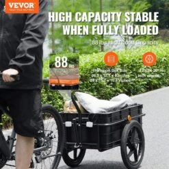 Bike Cargo Trailer 88 Lbs. Load Capacity 2.44 Cu. Ft. Metal Garden Cart W/Hitch 16 In. Wheel For 24 -28 In Wheel -Vevor vevor garden carts cgkzghjg100bkktqkv0 c3 1000