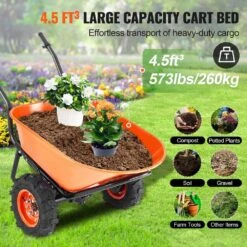7 Cu. Ft. Load & 573 Lbs. Capacity Plastic Electric Wheelbarrow Cart 500 W Powered Utility Wagon Dump Cart Garden Cart -Vevor vevor garden carts ddl2lhytc2jljvuc6v1 44 1000